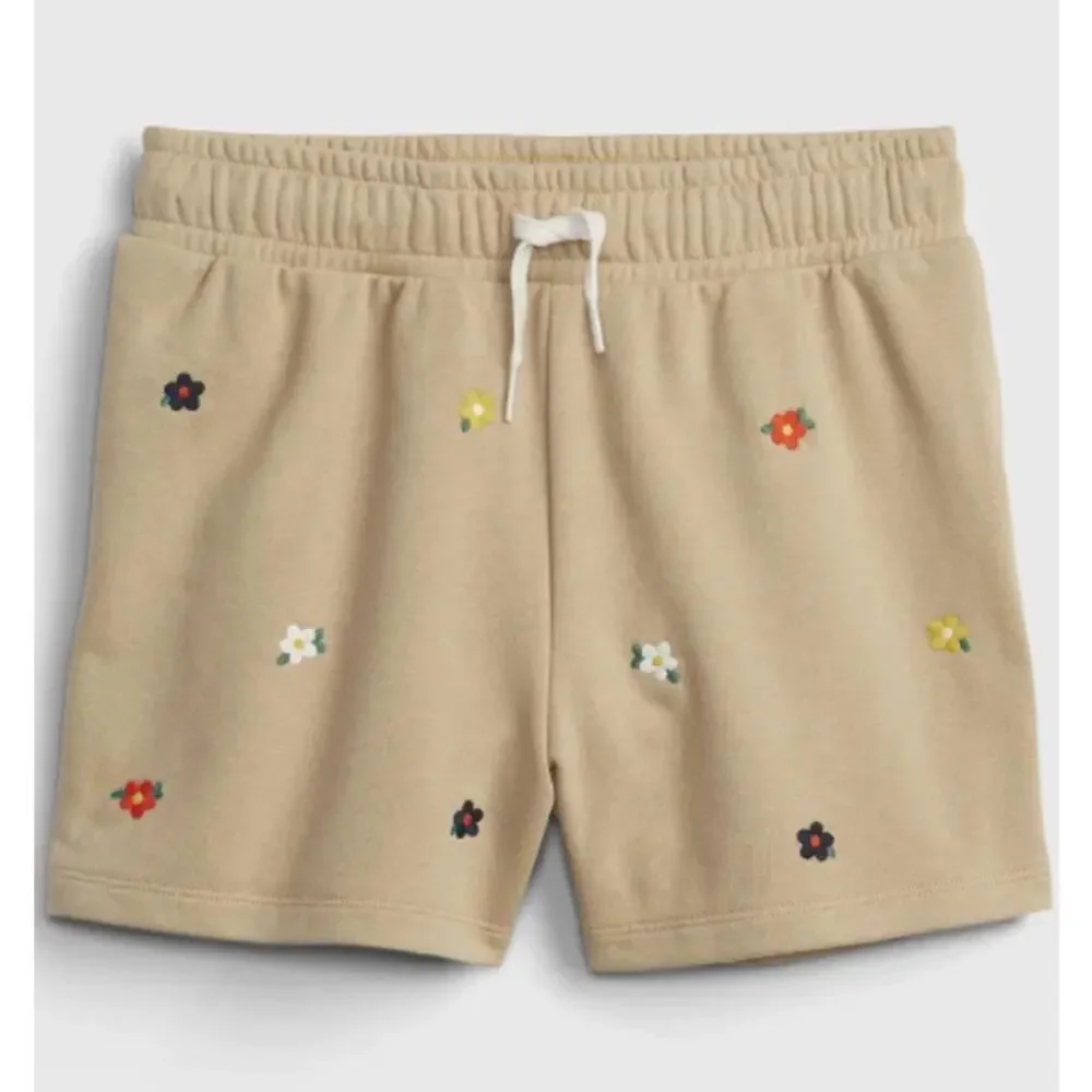 Gap Kids Flower Embroidery Tan Girl Pull Up Sweat Shorts (Youth size XXL)